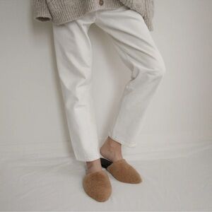 Jenni Kayne Shearling Mules Natural Tan Pointed Toe